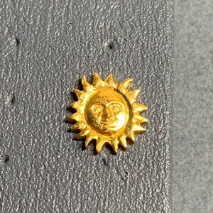 Ballou Sun Tack Pin Brooch 0.75 In Gold Smiley Face Retro Vintage Celestial Fun